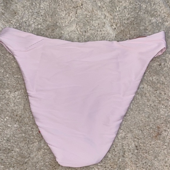 J. Crew NWT Ribbed High Rise Cheeky Bikini Bottom Pink Women’s Size Med 80s - Picture 2 of 6